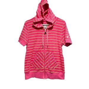 Nike Sportwear Pocket Full Zip Hooded Jacket PinK Large ( 12-14 ) Striped